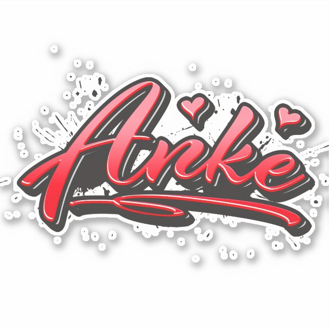 Anke red Heart Graffiti Sticker (Front)
