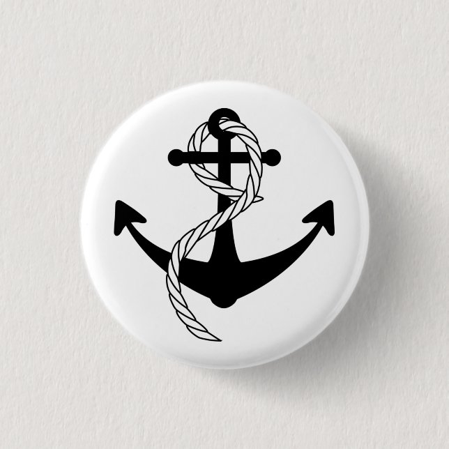 Anker schwarz weiss Button (Front)