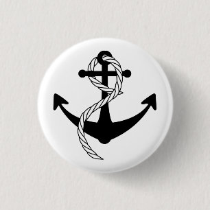 Anker schwarz weiss Button