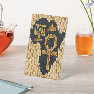 Ankh Africa Adinkra Symbol Designer Crochet Print Pedestal Sign