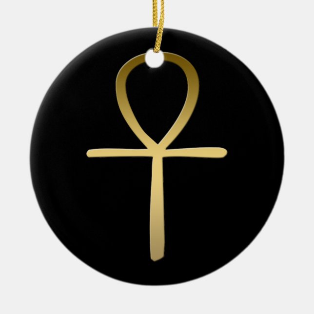 Ankh cross Egyptian symbol Ceramic Tree Decoration (Front)