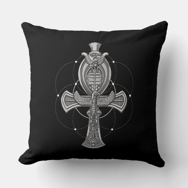 Ankh Cross Eye Of Horus Ancient Egyptian Symbol Cushion (Front)