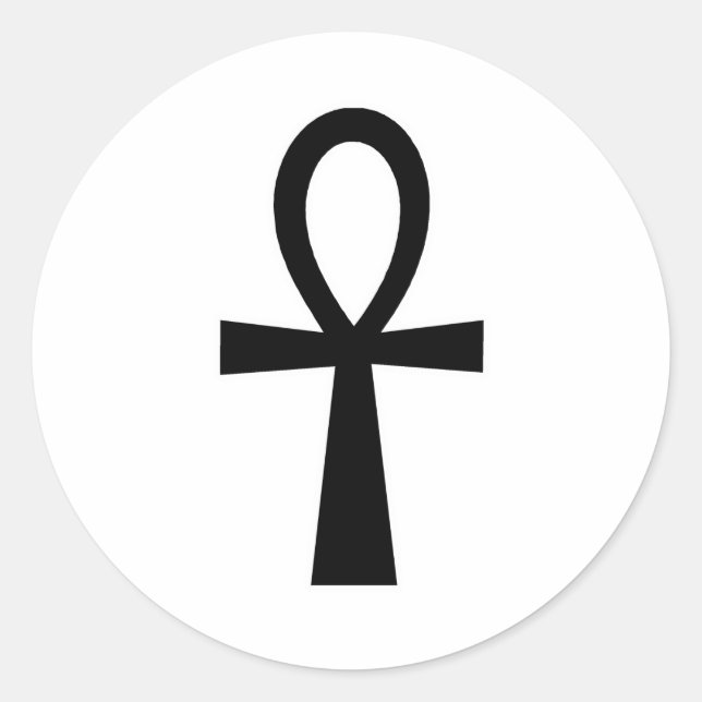 Ankh Egyptian Hieroglyphic Symbols Life Key Black Classic Round Sticker (Front)