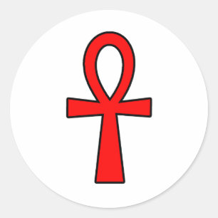 Ankh Egyptian Hieroglyphic Symbols Life Key Red Classic Round Sticker