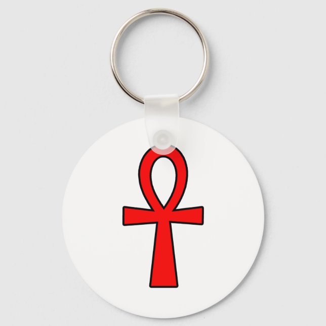 Ankh Egyptian Hieroglyphic Symbols Life Key Red Ring (Front)