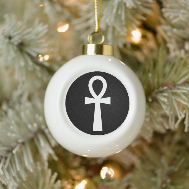 Ankh Egyptian Symbol Ceramic Ball Christmas Ornament (Tree)