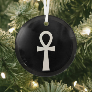 Ankh Egyptian Symbol Glass Tree Decoration
