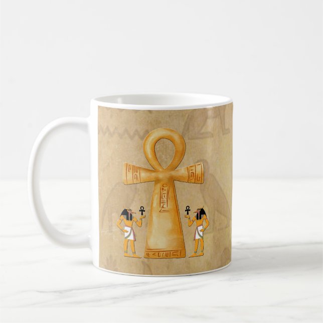 Ankh Key Of Life On Hieroglyph Coffee Mug (Left)