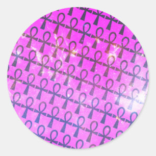 Ankh Pattern Classic Round Sticker