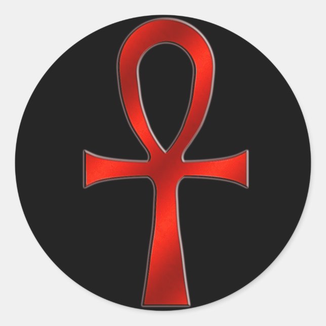 Ankh Red Classic Round Sticker (Front)