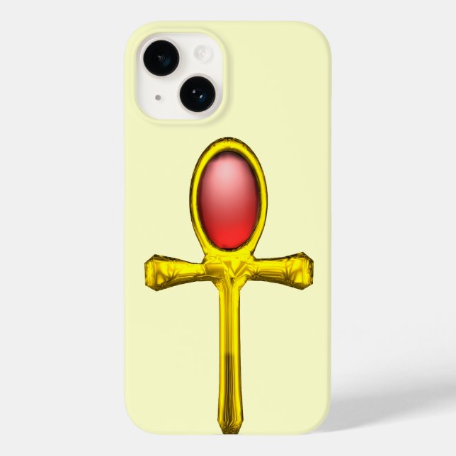 ANKH ,RED TALISMAN /GOLD EGYPTIAN JEWEL Cream Case-Mate iPhone Case (Back)
