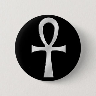 Ankh Silver 6 Cm Round Badge