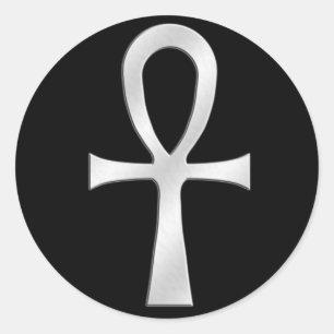 Ankh Silver Classic Round Sticker