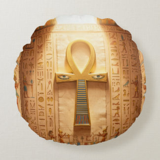 Ankh Symbol Meaning – Key of Life Round Cushion