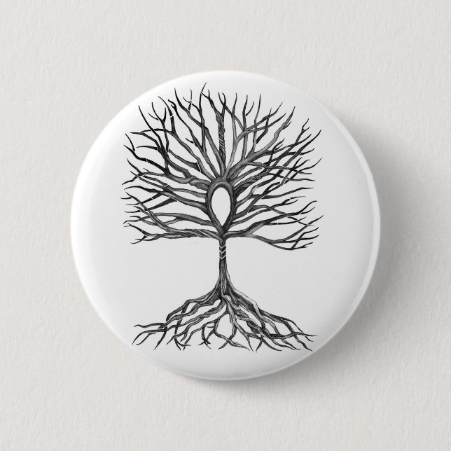 Ankh  Tree of LIfe Design 6 Cm Round Badge (Front)