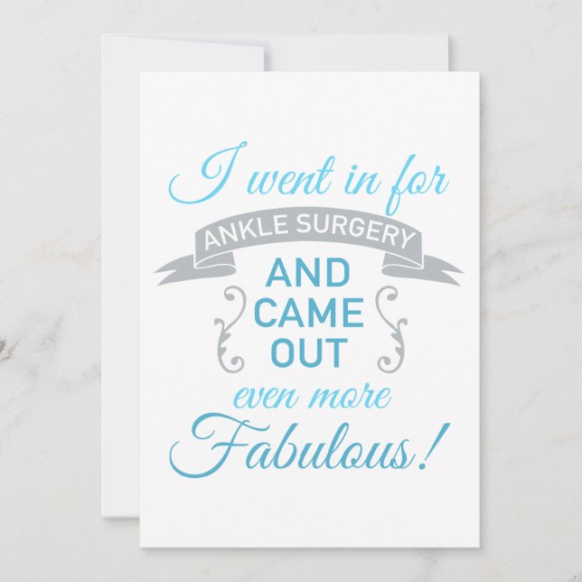 Ankle Surgery Fabulous Recovery (Blue) Invitation (Front)