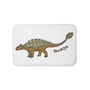 Ankylosaurus armoured dinosaur illustration bath mat