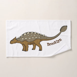 Ankylosaurus armoured dinosaur illustration bath towel set