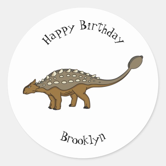 Ankylosaurus armoured dinosaur illustration  classic round sticker (Front)