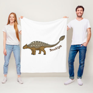 Ankylosaurus armoured dinosaur illustration fleece blanket
