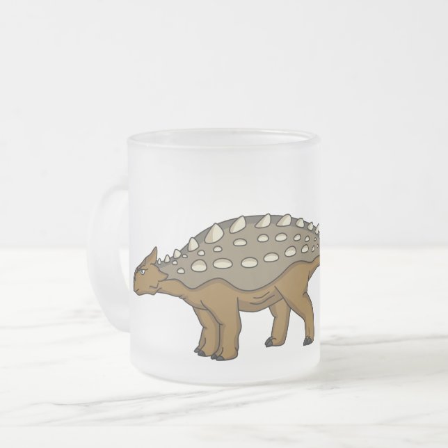 Ankylosaurus armoured dinosaur illustration frosted glass coffee mug (Front Left)