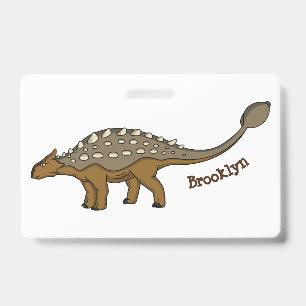 Ankylosaurus armoured dinosaur illustration ID badge