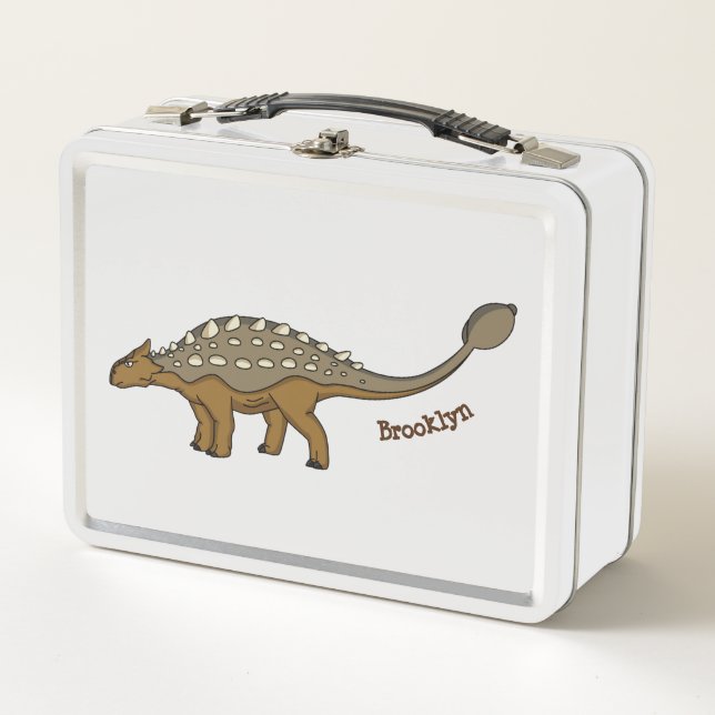 Ankylosaurus armoured dinosaur illustration metal lunch box (Front)