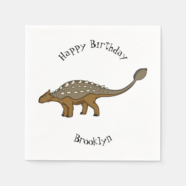 Ankylosaurus armoured dinosaur illustration  napkin (Front)