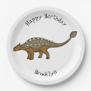Ankylosaurus armoured dinosaur illustration  paper plate