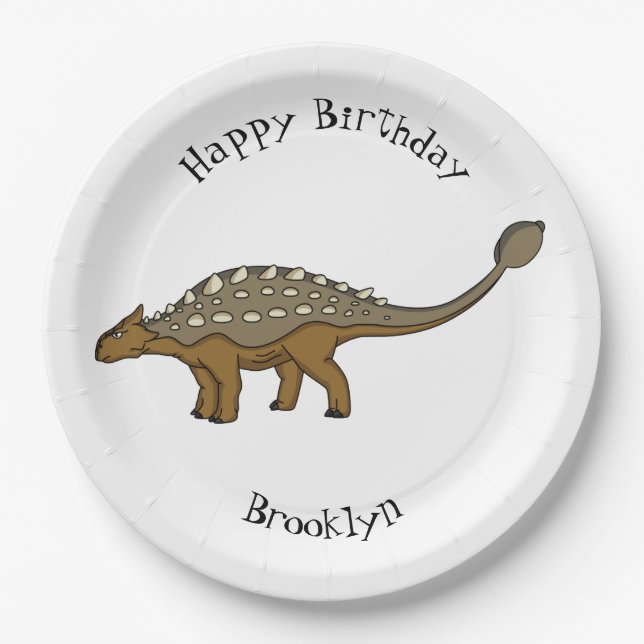 Ankylosaurus armoured dinosaur illustration  paper plate (Front)