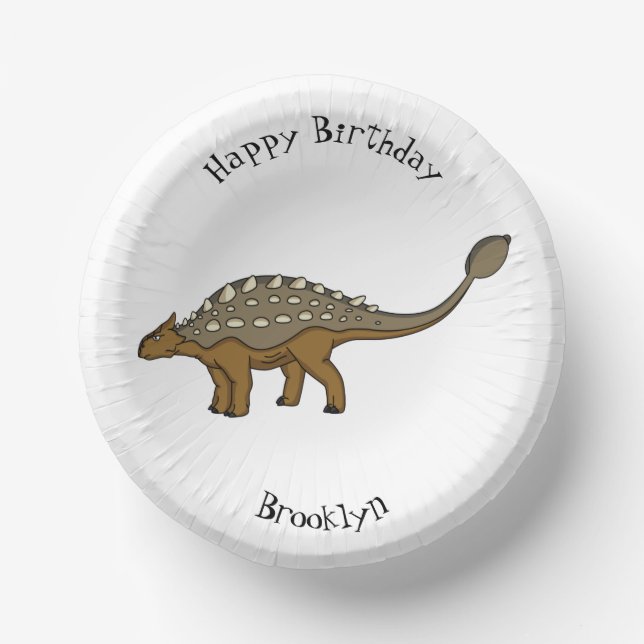 Ankylosaurus armoured dinosaur illustration  paper plate (Front)