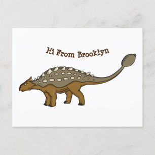 Ankylosaurus armoured dinosaur illustration postcard