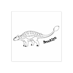 Ankylosaurus armoured dinosaur illustration rubber stamp
