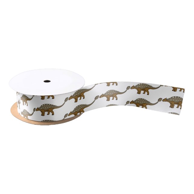 Ankylosaurus armoured dinosaur illustration satin ribbon (Spool)