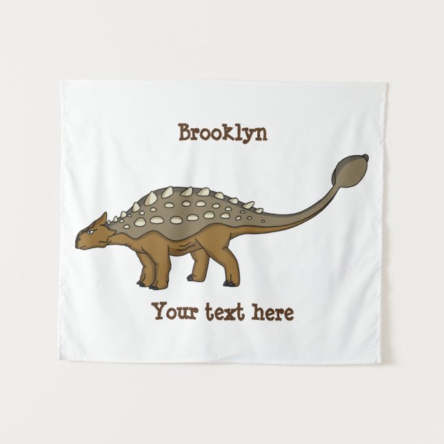 Ankylosaurus armoured dinosaur illustration tapestry (Front (Horizontal))