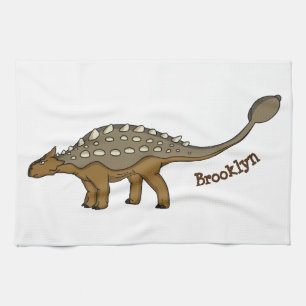 Ankylosaurus armoured dinosaur illustration tea towel
