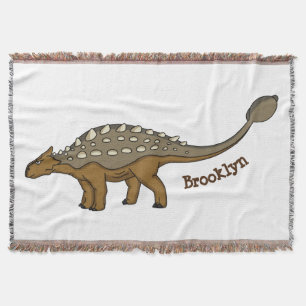 Ankylosaurus armoured dinosaur illustration throw blanket