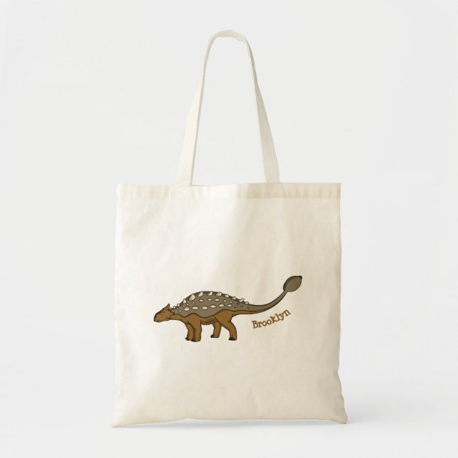 Ankylosaurus armoured dinosaur illustration tote bag (Front)