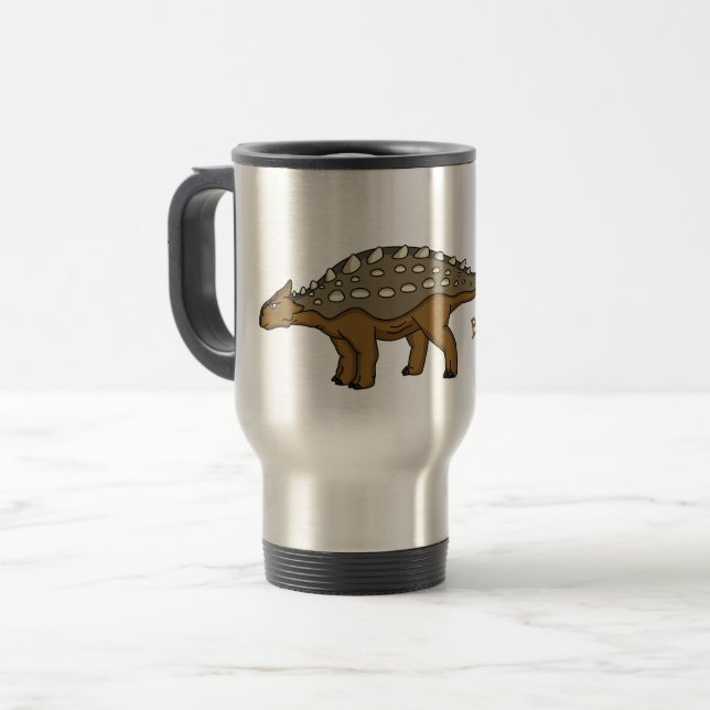 Ankylosaurus armoured dinosaur illustration travel mug (Front Left)