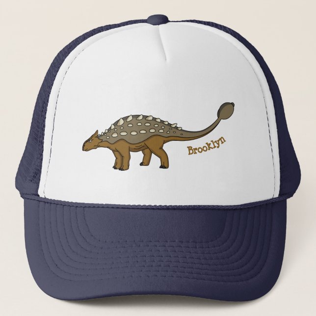 Ankylosaurus armoured dinosaur illustration trucker hat (Front)