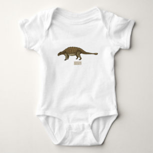 Ankylosaurus cartoon illustration  baby bodysuit