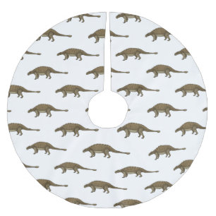 Ankylosaurus cartoon illustration brushed polyester tree skirt