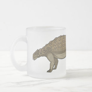 Ankylosaurus cartoon illustration frosted glass coffee mug
