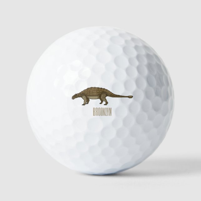 Ankylosaurus cartoon illustration  golf balls (Front)