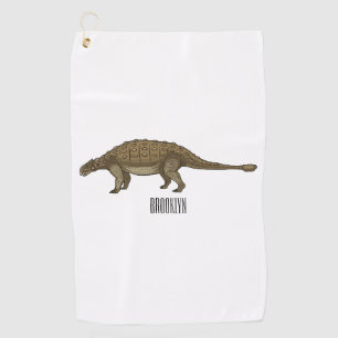 Ankylosaurus cartoon illustration  golf towel