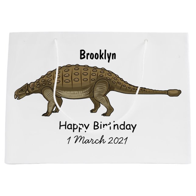 Ankylosaurus cartoon illustration large gift bag (Front)