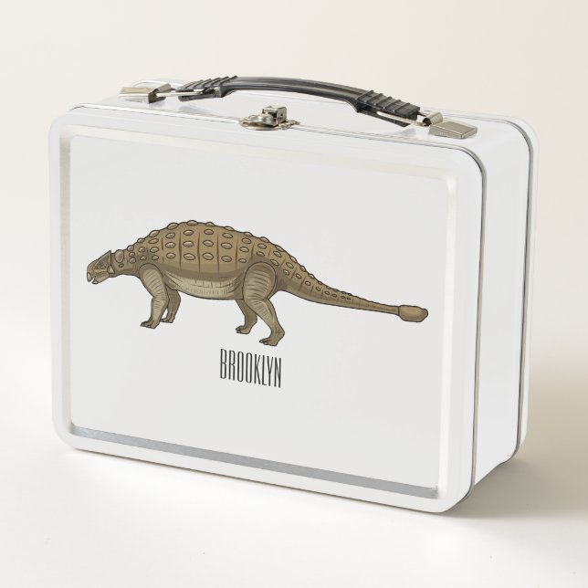 Ankylosaurus cartoon illustration  metal lunch box (Front)