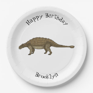 Ankylosaurus cartoon illustration paper plate
