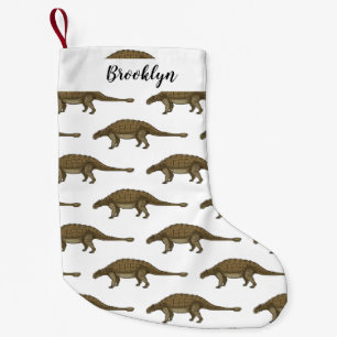 Ankylosaurus cartoon illustration small christmas stocking