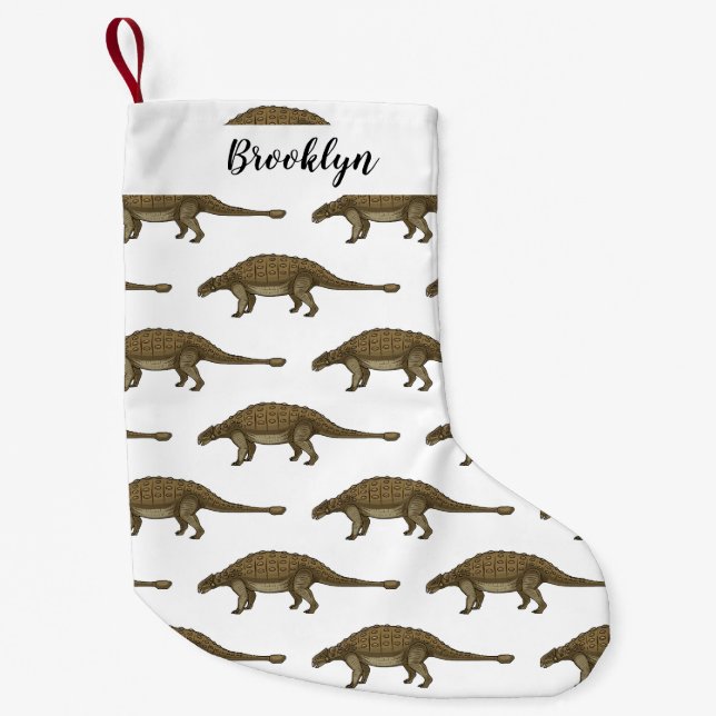 Ankylosaurus cartoon illustration small christmas stocking (Front)
